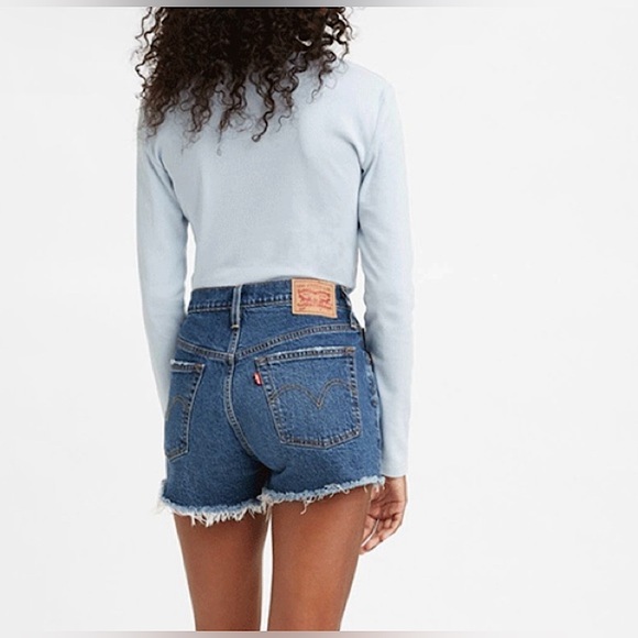 Levi’s 501 Original High Rise Dark Jean Shorts Cut Off Salsa Mood - Size 34 - Picture 2 of 15